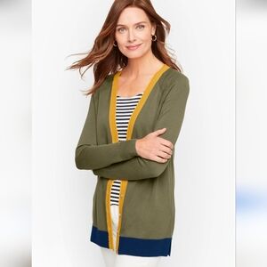 Talbots‎ Womens Girlfriend Cardigan Tipped Color Block Quiet Luxury Plus SIze 1X